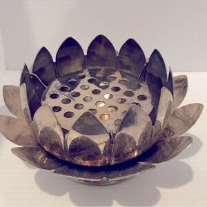 Elegant Silver Lotus Incense Holder